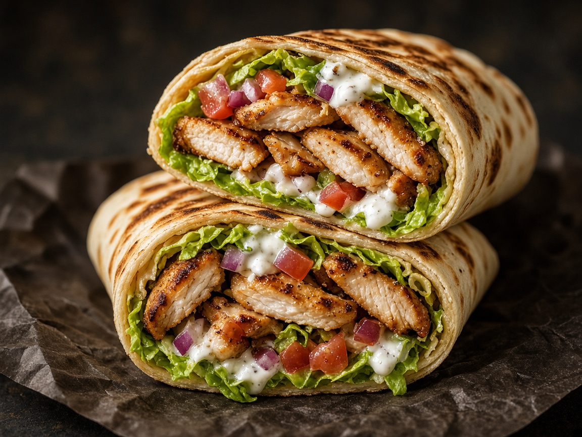 Shawarma poulet bien garni